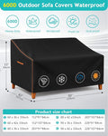 Sofa Cover, Waterproof 600D Oxford Black, 90 x 42 x 33 Inches