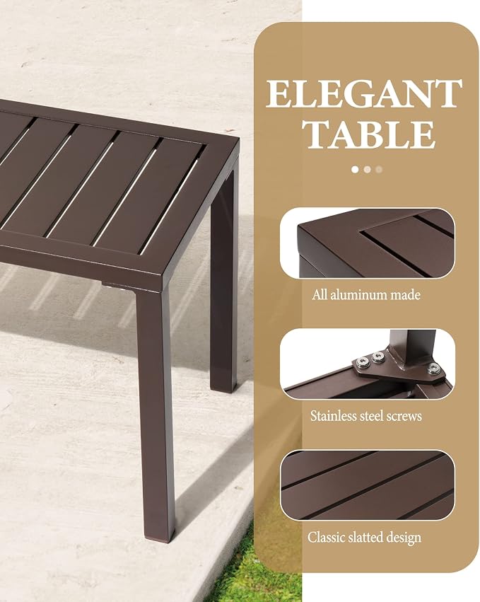 Crestlive Products Outdoor Side Table, Aluminum Rectangular Side/End Table - Image 6