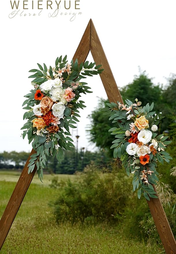 Artificial Flower Swag Kit, 2 Pieces, Caramel and White Silk Blend