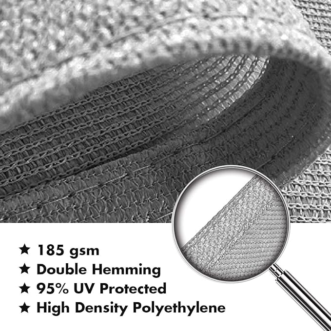 KANAGAWA Sun Shade Sail 7'x13' Gray Rectangle UV Block Canopy Awning Shelter - Image 5