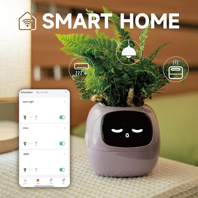 Smart Planter with Automated Watering, Yellow Plastic Plant Pot