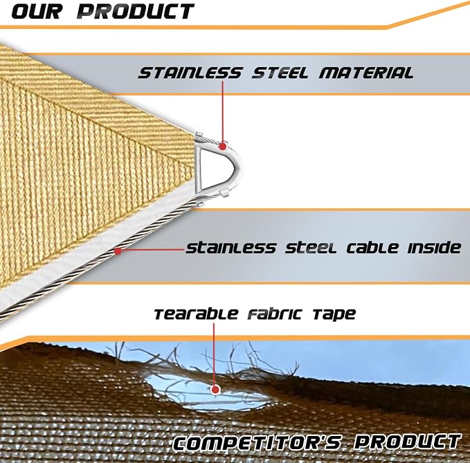 Upgraded with High-Strength Steel Cable Edges 20' x 26' Sun Shade Sail Sand - Image 3