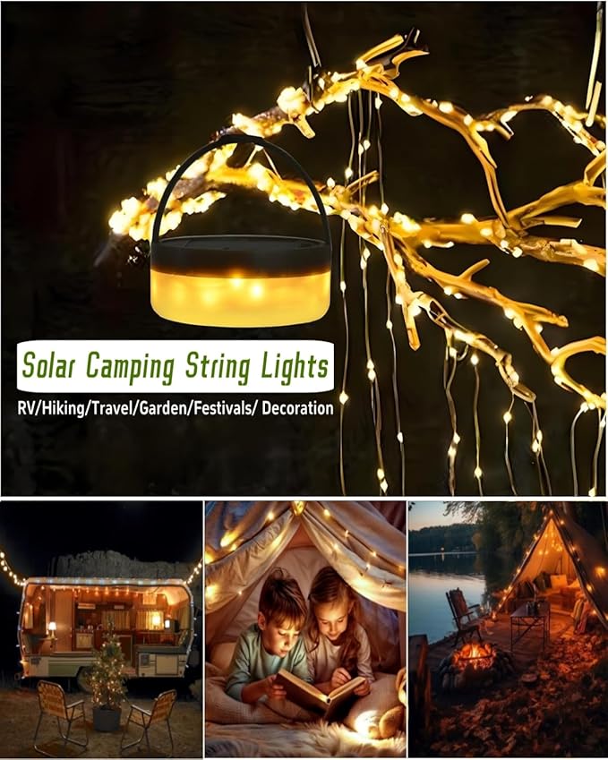 String Lights, 150 LED Solar Lantern with Remote and USB Charging