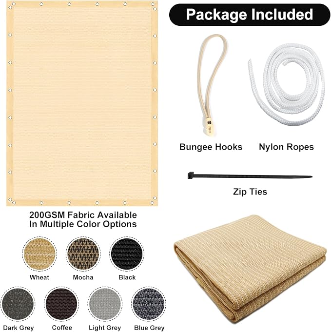 Artpuch 90% Sun Shade Cloth, 10 x 20 FT Pergola Shade Cover Canopy - Image 7