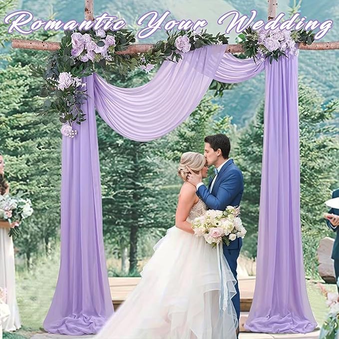 Outdoor Curtains: Lilac Chiffon Wedding Arch Drapes, 4 Panels, 20 Ft