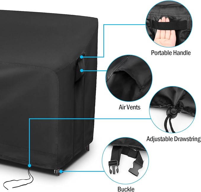 Furniture Set Covers for 3-Piece Patio Chairs, Black Waterproof Polyester