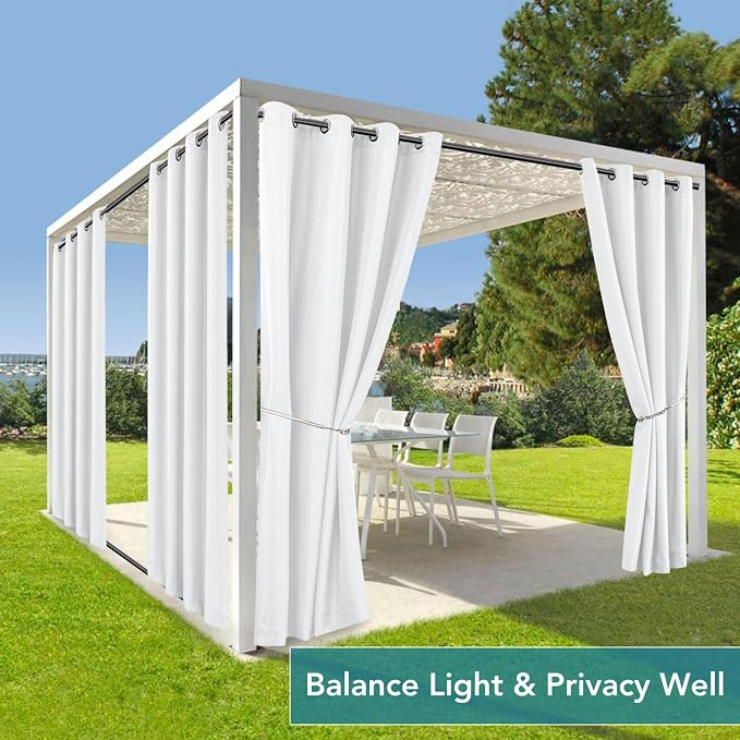 HolidayIdeas Outdoor Curtains for Patio Waterproof 4 Panels-Windproof - Image 5