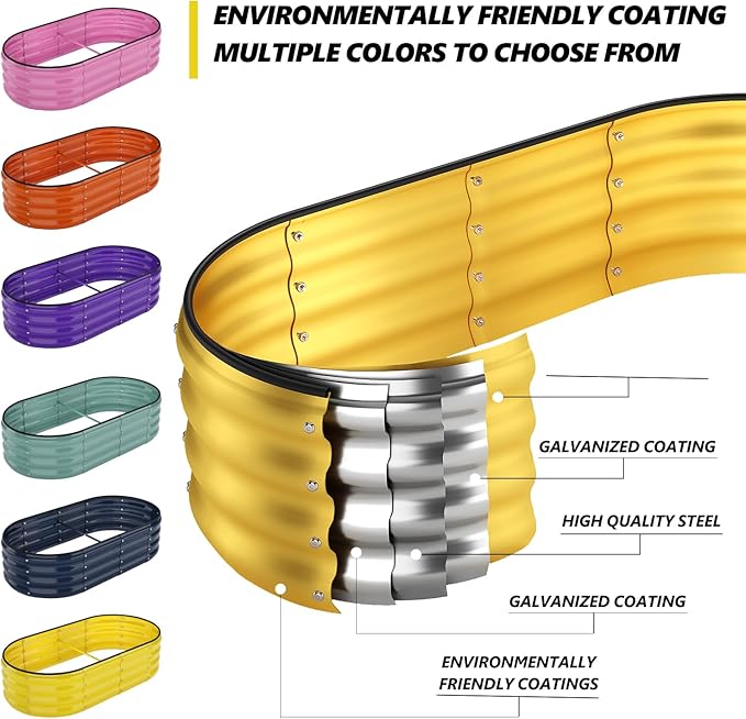 Galvanized Metal Planter Round Raised Garden Bed Kit - Image 4