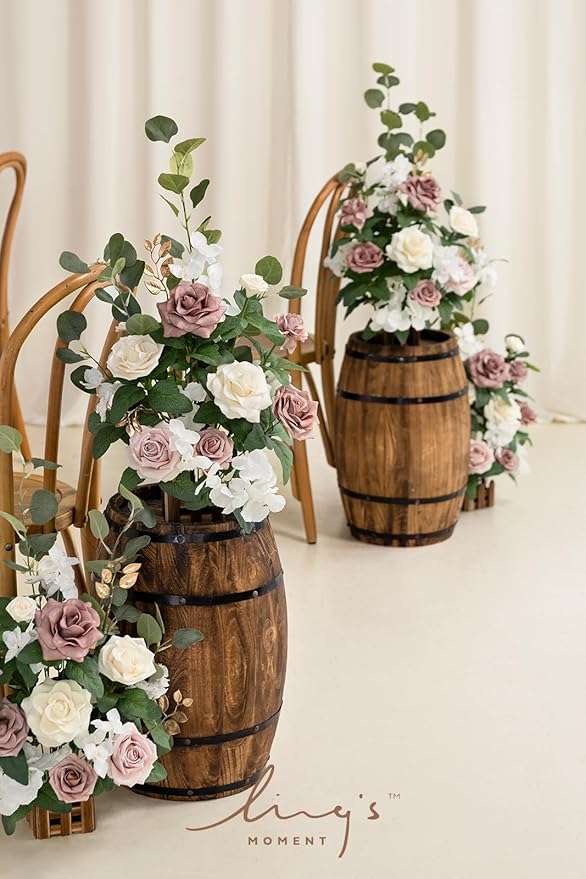 Artificial Flower Arrangements 4 Pack Dusty Rose Free-Standing Wedding Decor
