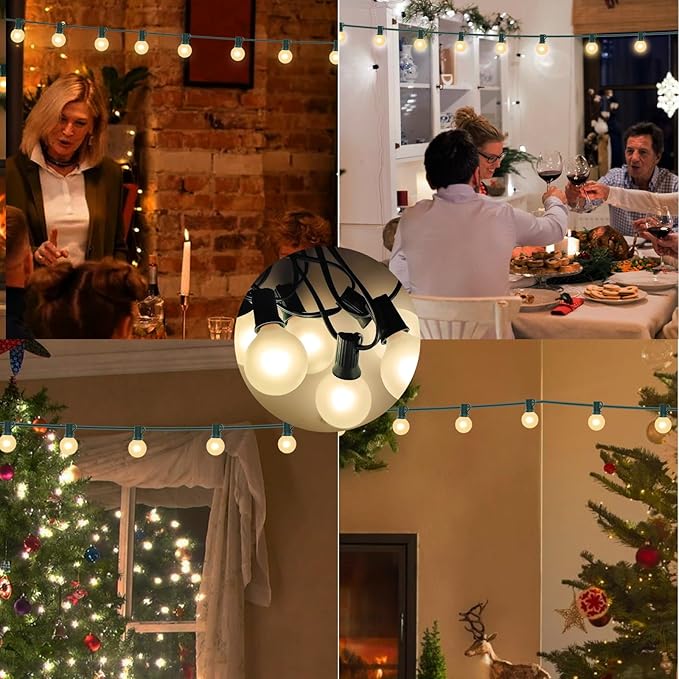 String Lights, 25 FT Outdoor G40 Globe with Green Wire