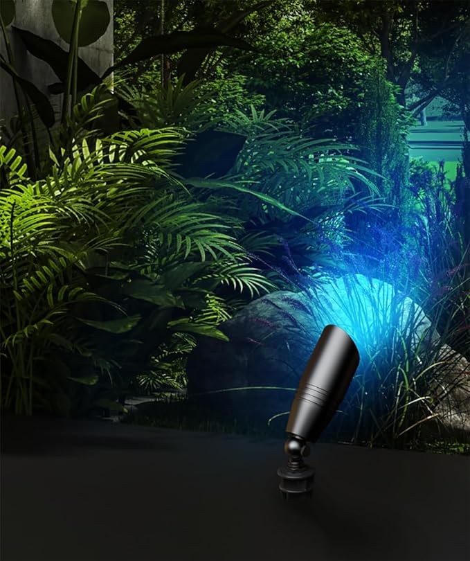 Outdoor Spotlights, 5W RGB+CCT MR16 Bulbs, Die-Cast Aluminum, 12V