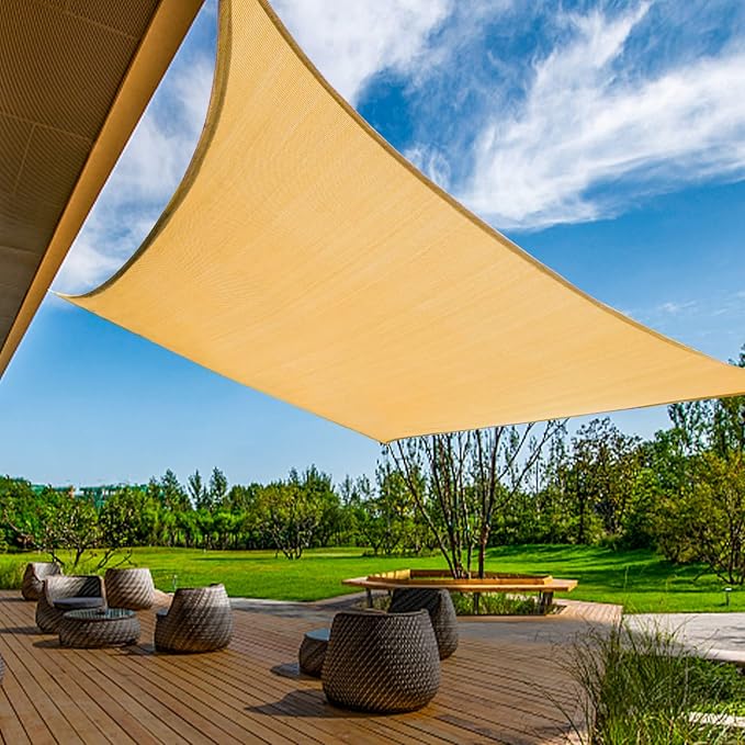 KANAGAWA 16'X24' Sand Custom Size Sun Shade Sail Rectangle UV Block Canopy Cover by KANAGAWA