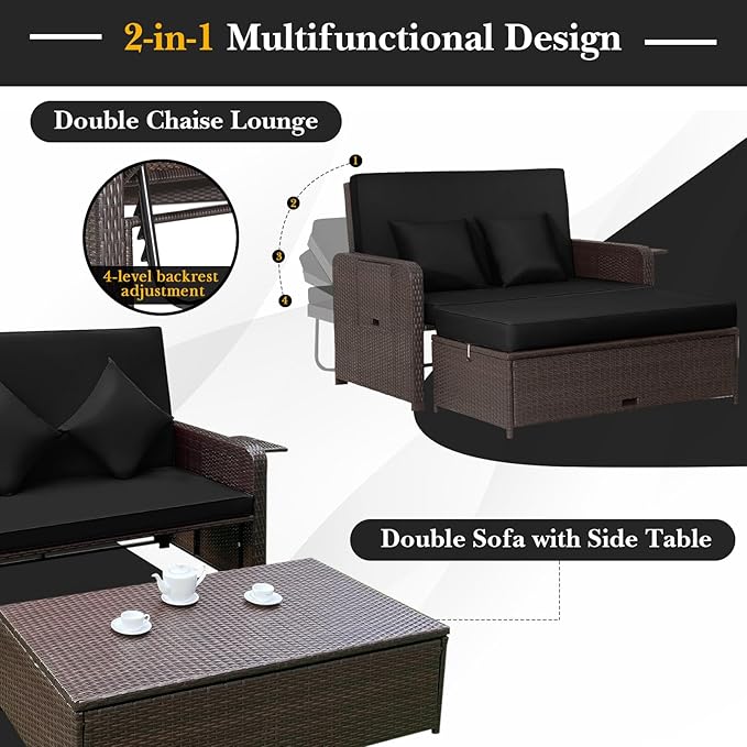 RELAX4LIFE Wicker Patio Outdoor Daybed - Image 3