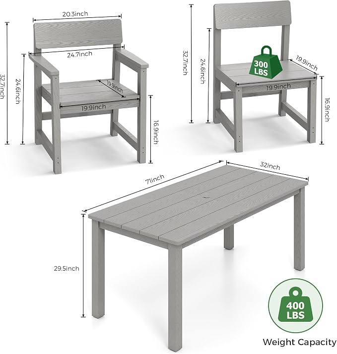 Patio Dining Sets 7 Piece HIPS Outdoor Dining Table Set - Image 7