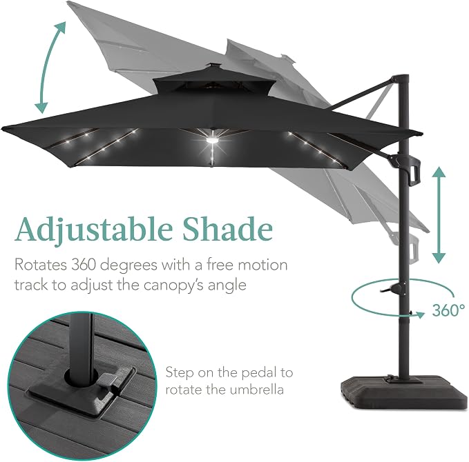 Best Choice Products 10x10ft Cantilever Patio Umbrella w/Base Included - Image 4
