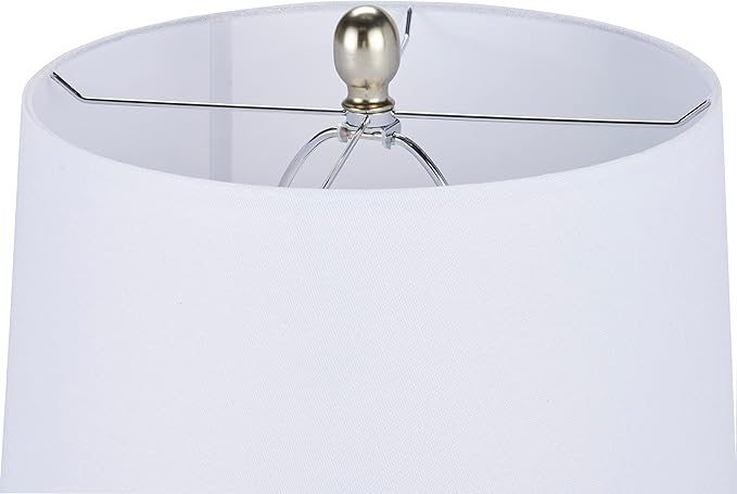 Table Lamp, Light Blue Painted Ceramic Base, White Shade, 3-Way Switch