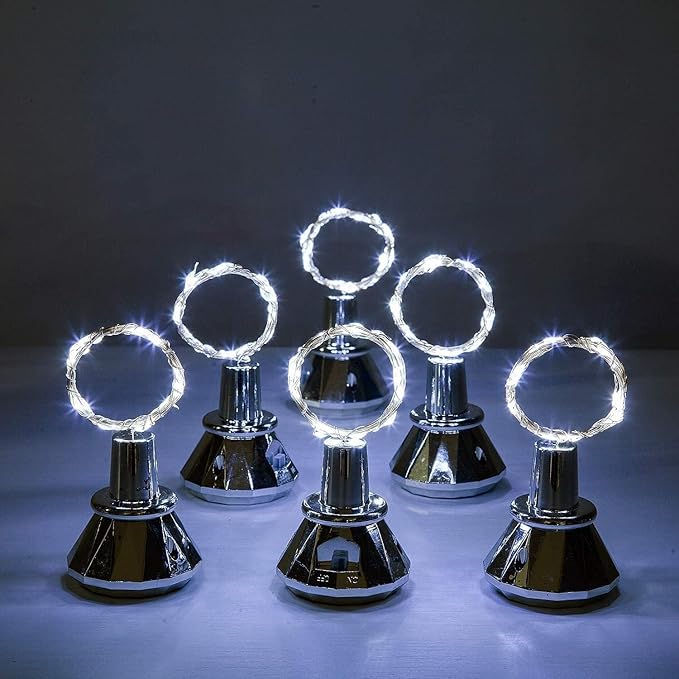 Solar String Lights for Wine Bottles, 20 Cool White Fairy Lights