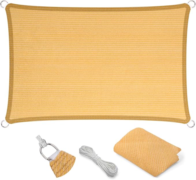Eden's Decor Straight Flat-Edged Sun Shade Sail Rectangular 11' x 21' Wheat by EdensDecorInc