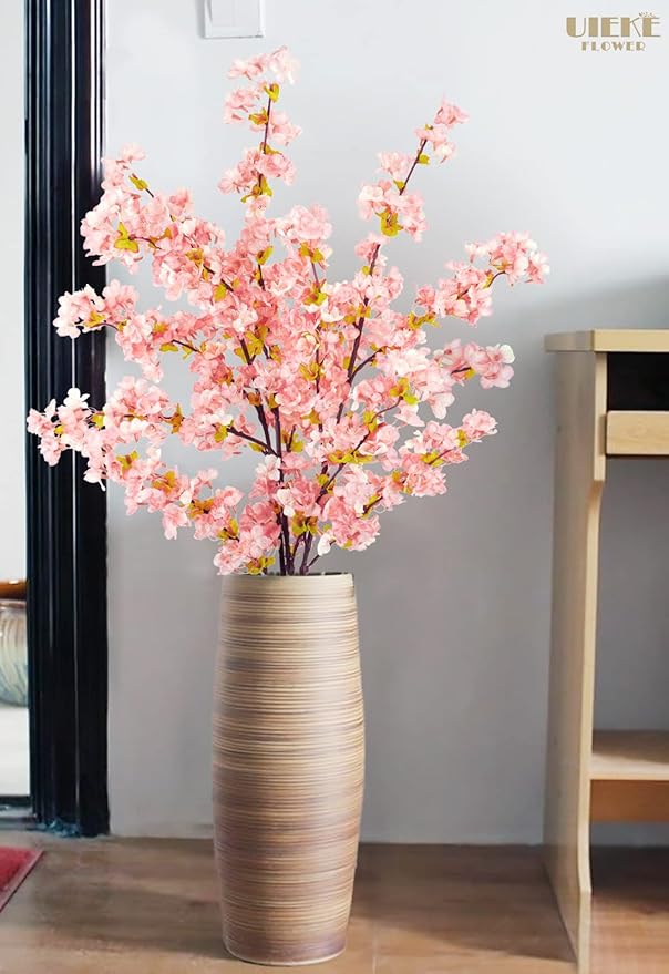 Artificial Cherry Blossom Branches, Pink Silk, 39.3 in, Set of 3