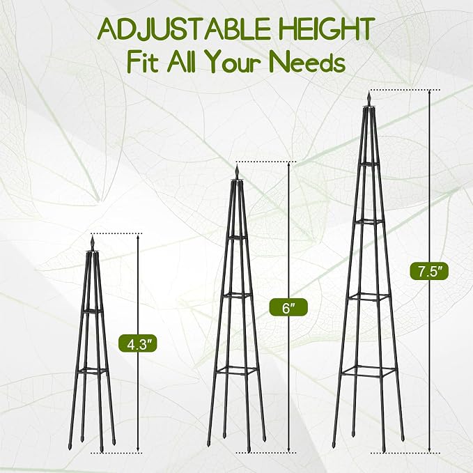 Obelisk Trellis for Climbing Plants Outdoor, 6 Ft Garden Trellis for Potted - Image 3