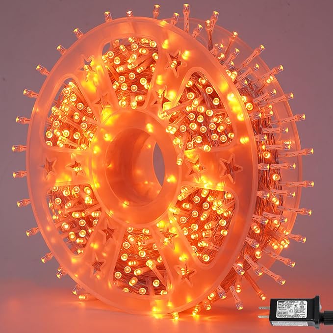 String Lights, 165 ft Outdoor Halloween Set with 500 Orange LEDs