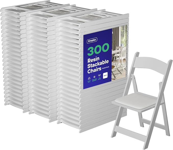 SIMPLEX 300 White Folding Chairs – Resin Stackable Foldable Chairs by Simplex