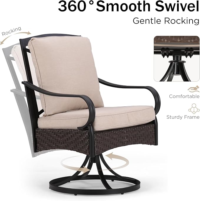PHI VILLA 6-Piece Outdoor Dining Sets, All-Weather Patio Table and Chairs Set - Image 4