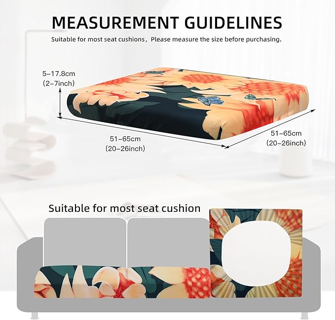 Outdoor Cushion Covers 8 Pack, Stretch Fit Sunflower Print