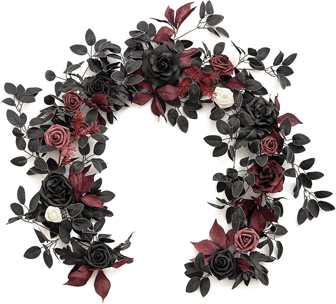 Artificial Flower Garland 5 Ft Foam Rose Vine in Burgundy and Dusty Rose