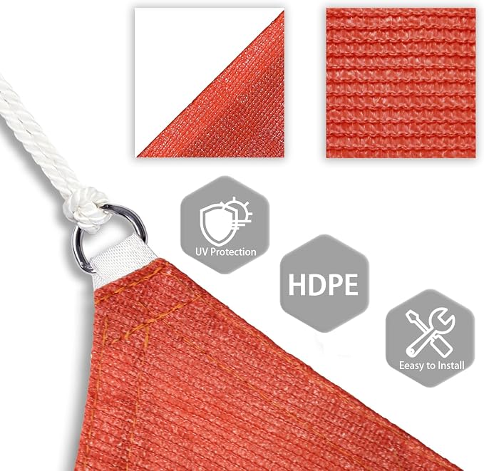 Patio Paradise 16' x 16' x 15'10" Sun Shade Sail Triangle Canopy, Permeable - Image 3