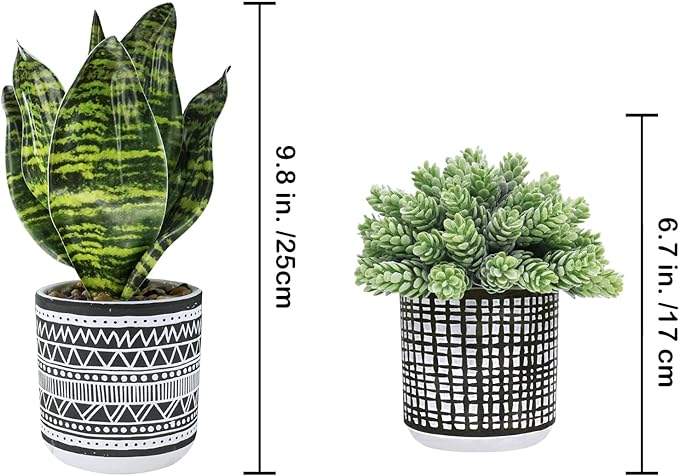 Winlyn 3 Pcs Small Potted Plants Artificial Succulents Hanging Plants and Faux - Image 2