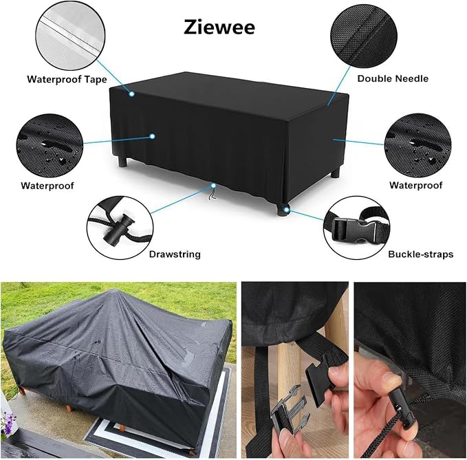 Patio Furniture Set Cover, Black, 420D Waterproof Oxford, 74 x 47 x 28 in