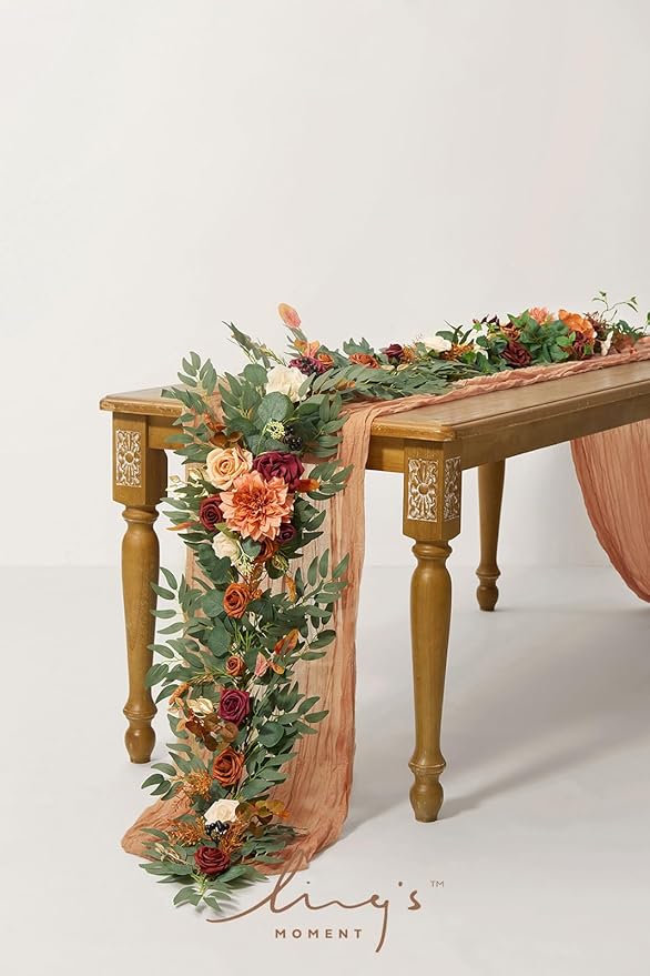 Artificial Flower Garland 6 FT Terracotta Eucalyptus, Shapeable Iron Wire