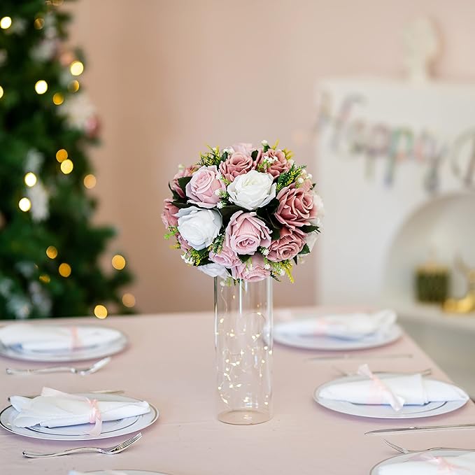 Artificial Flower Balls, Silk Dusty Rose Centerpieces with Zip Ties