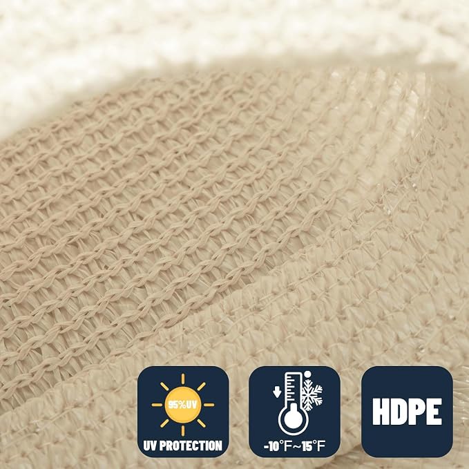 SUNNY GUARD Custom Size 16'x28' Rectangle Butter Cream UV Block Sunshade - Image 4