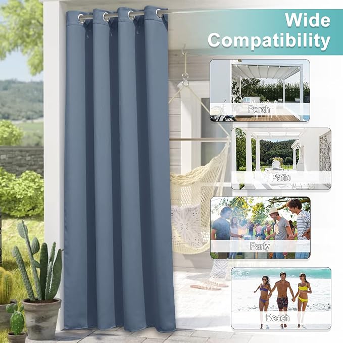 NICETOWN Outdoor Curtainch for Patio Waterproof 84 inch Wide, Thermal Insulated - Image 6