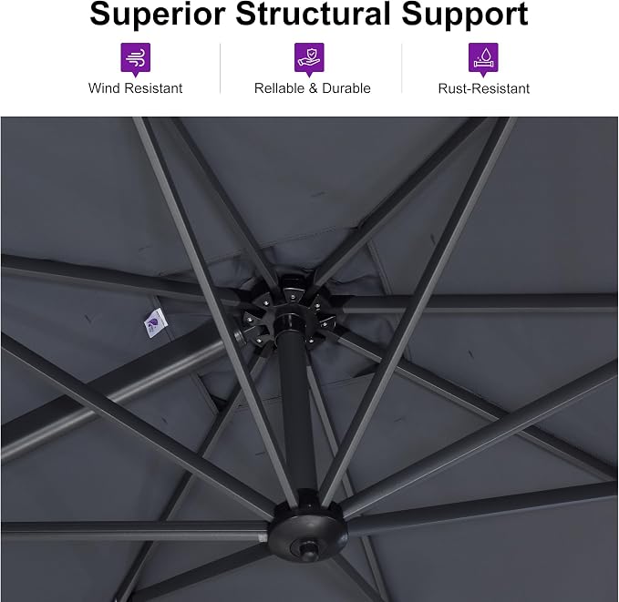 PURPLE LEAF 8 Feet Square Cantilever Umbrella Patio Umbrella - Image 4