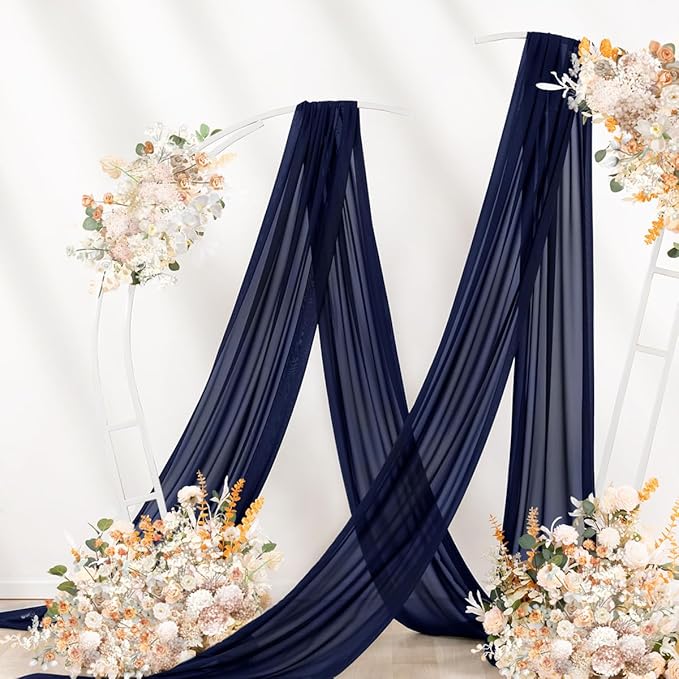 Outdoor Curtains: Navy Blue Sheer Gauze Drapes, 4 Panels, 29 x 20 ft