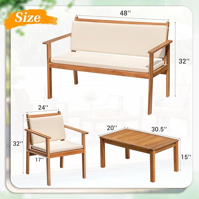 Greesum Outdoor Patio Furniture, 4 Piece Bistro Sofa Set - Image 5