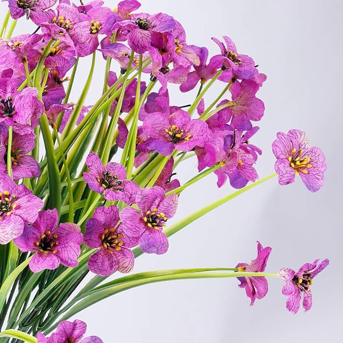 Artificial Plants Greenery, 30 Bundles Purple UV Resistant Outdoor Flowers