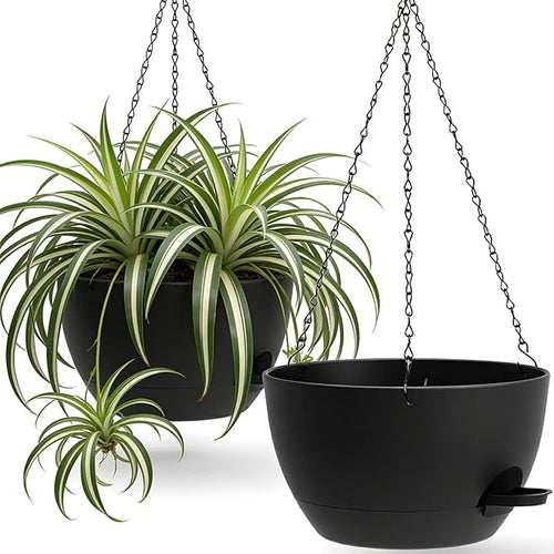 13 Inch 2 Pack Large Self Watering Hanging Planters by UOUZ