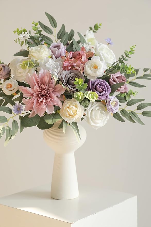 Artificial Flowers in Light Purple, 31 Flower Heads with Wired Stems
