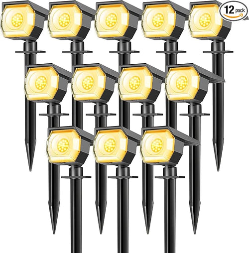 12 Pack Solar Spot Lights Outdoor, Solar Spotlights Outdoor Waterproof 2-in-1 by Peasur