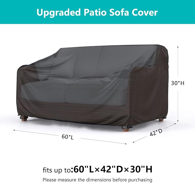 Patio Sofa Cover Waterproof, Heavy Duty 2-Seater Outdoor Couch Cover Patio - Image 2