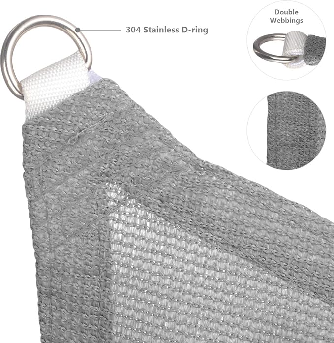 Eden's Decor Straight Flat-Edged Sun Shade Sail Rectangular 6' x 12' Grey - Image 2