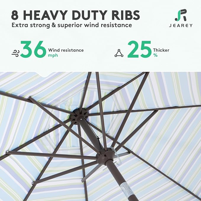 JEAREY 9FT Outdoor Patio Umbrella Outdoor Table Umbrella - Image 5