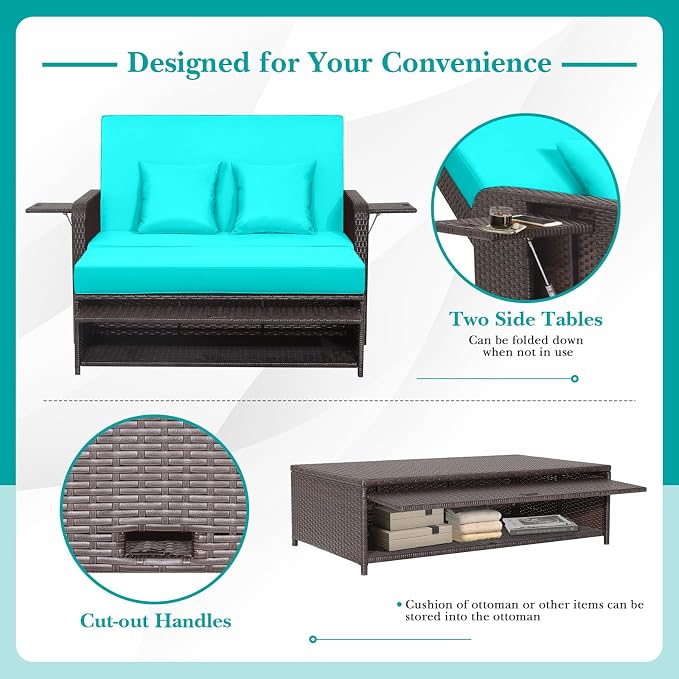 RELAX4LIFE Wicker Patio Outdoor Daybed - Image 5