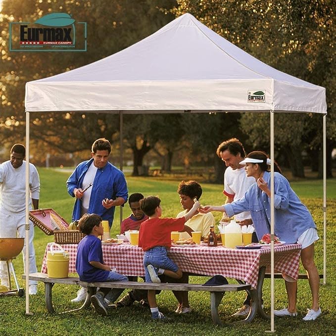 Canopies Replacement Top Cover, Red Stripe Polyester, Includes 4 Weight Bags