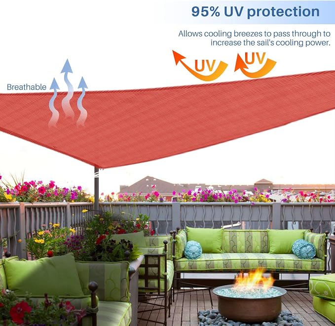 E&K Sunrise 19' x 19' x 19' Sun Shade Sail Triangle Canopy Shade Cover UV Block - Image 5