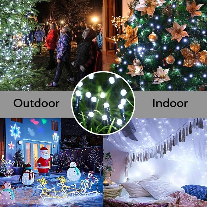 String Lights - 72 Ft Solar Powered LED Outdoor Lights, White